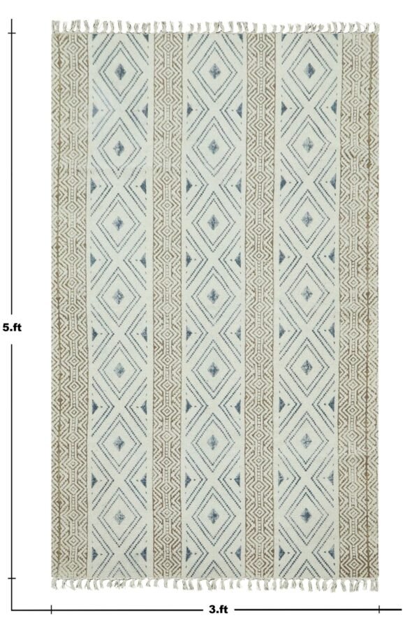 Handwoven Block Printed Cotton Durry - Image 2