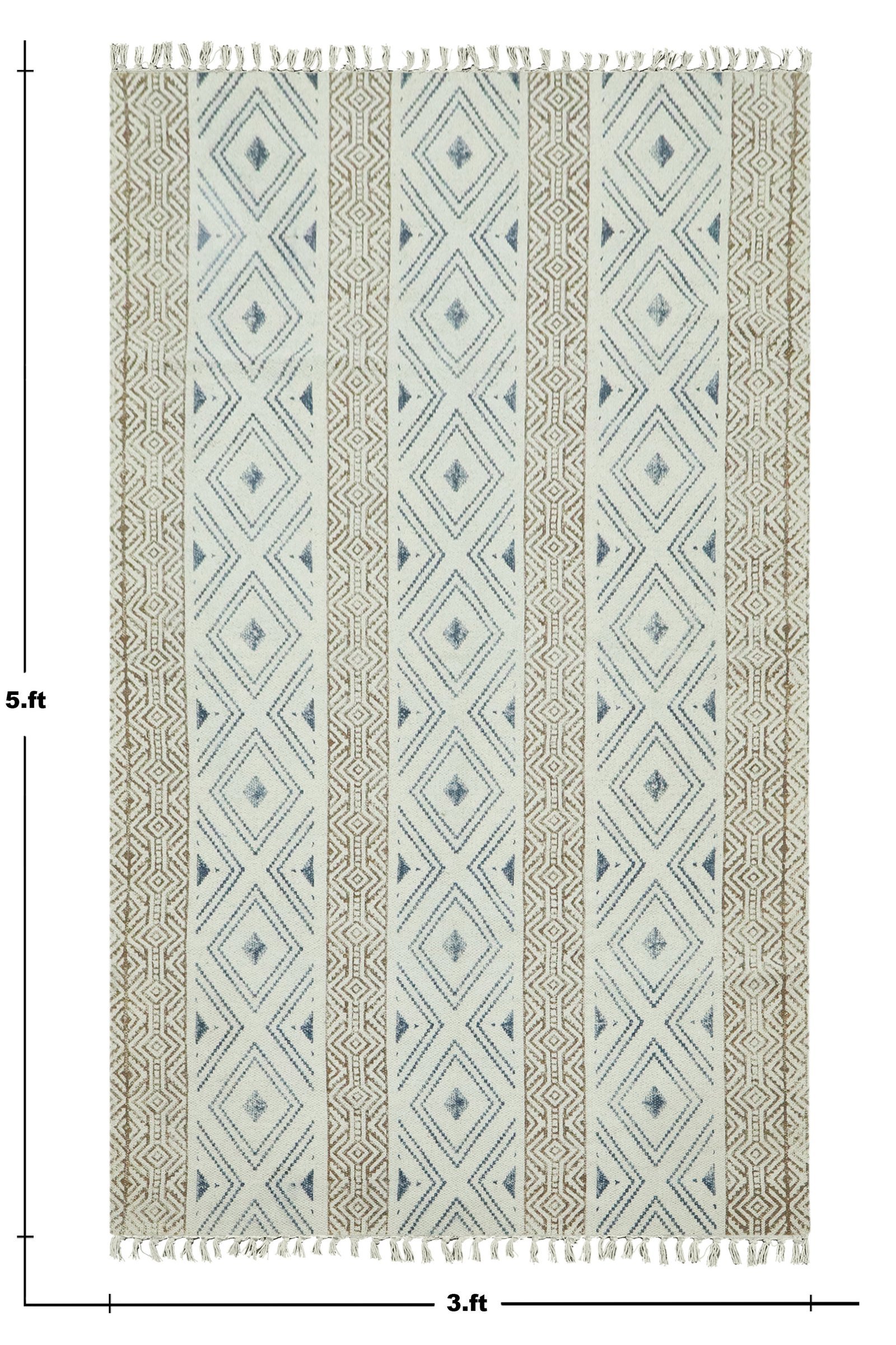 Handwoven Block Printed Cotton Durry - Image 2