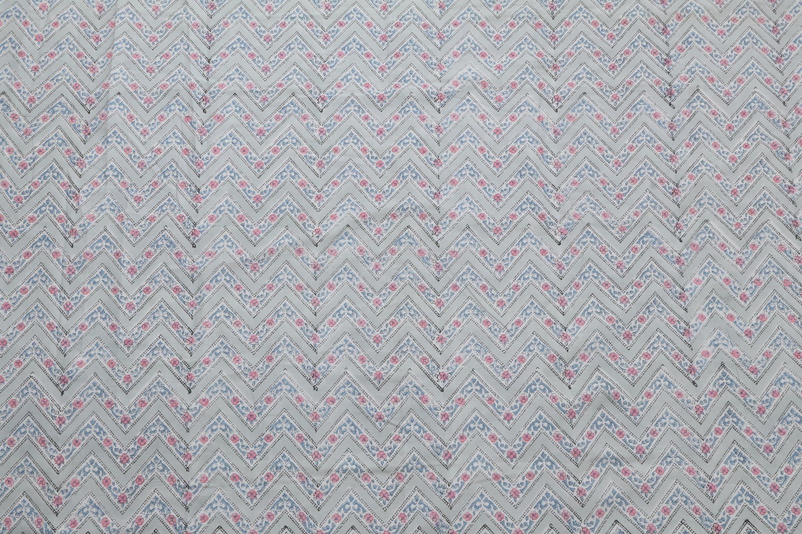 Abstract Handblock Printed Cambric Fabric for Bedsheets - Image 2