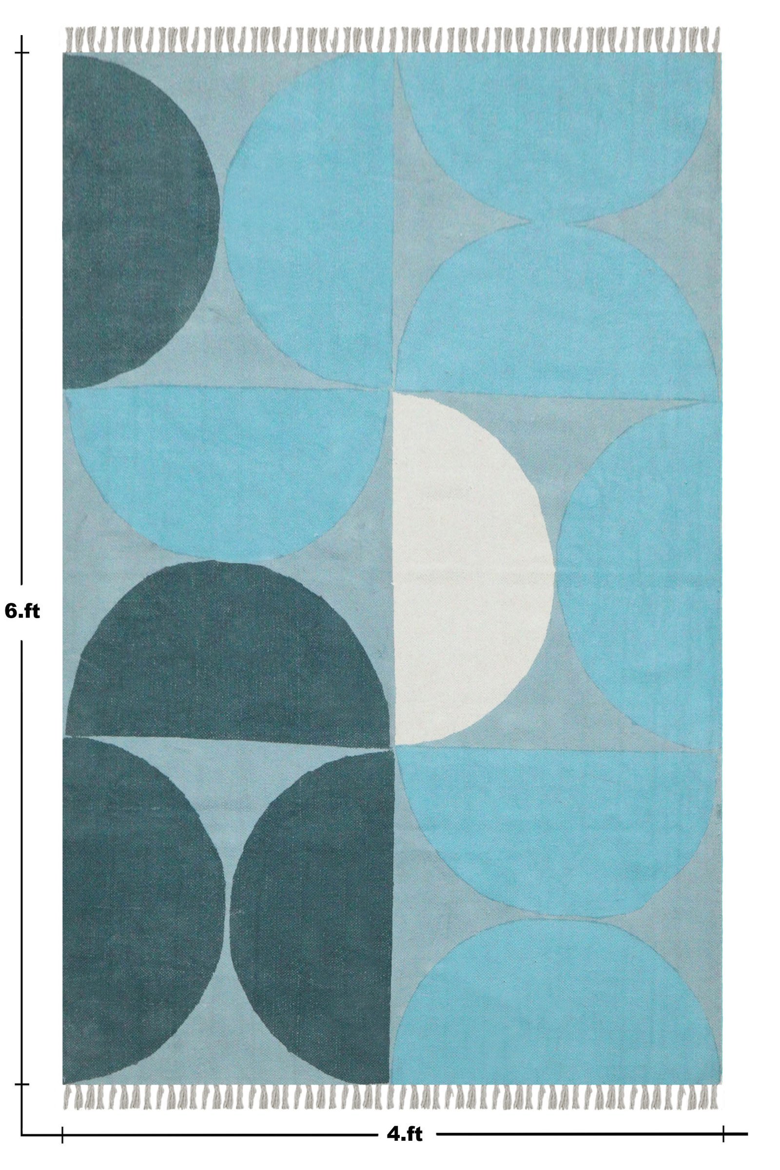 Traditional Motif Block Print Cotton Rug - Image 2