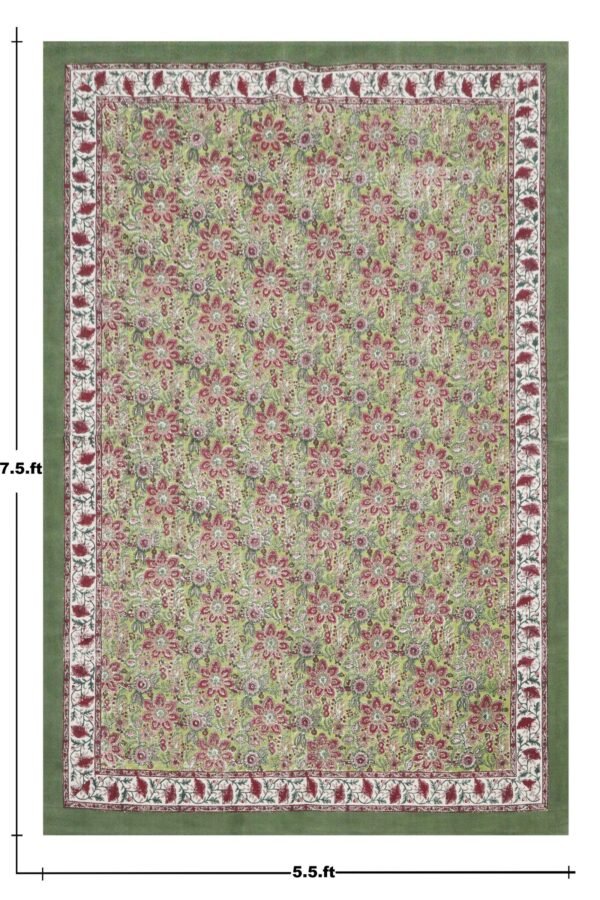 Pure Cotton Block Print Durry Carpet - Image 2