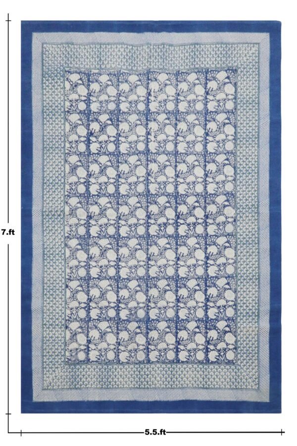 Elegant Block Printed Cotton Rug - Image 2