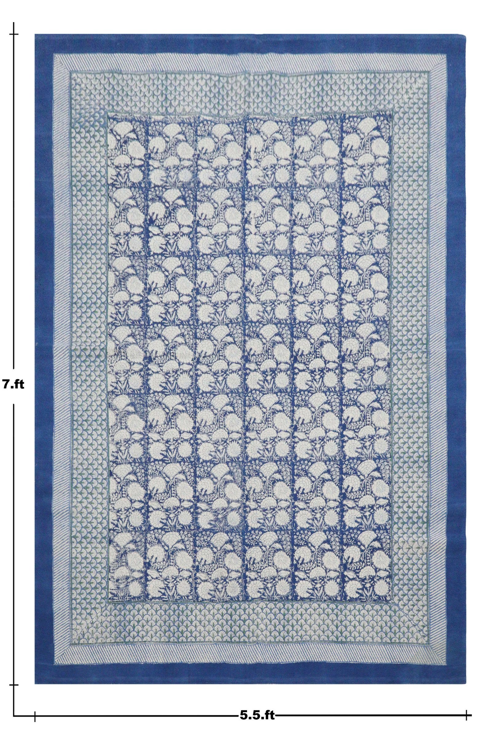 Elegant Block Printed Cotton Rug - Image 2