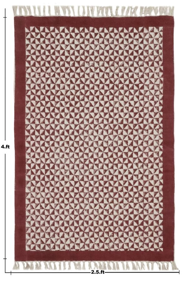 Multi-Color Block Print Cotton Durry - Image 2