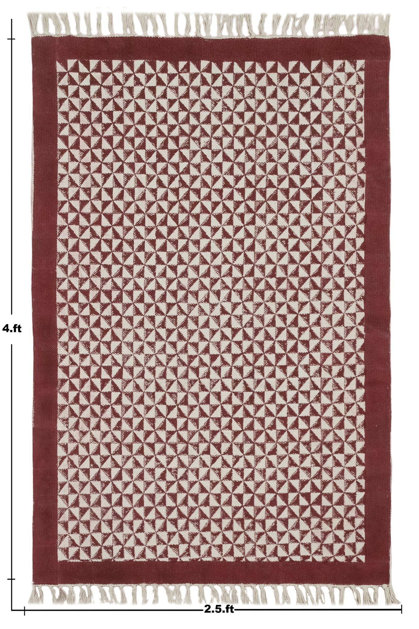 Multi-Color Block Print Cotton Durry - Image 2