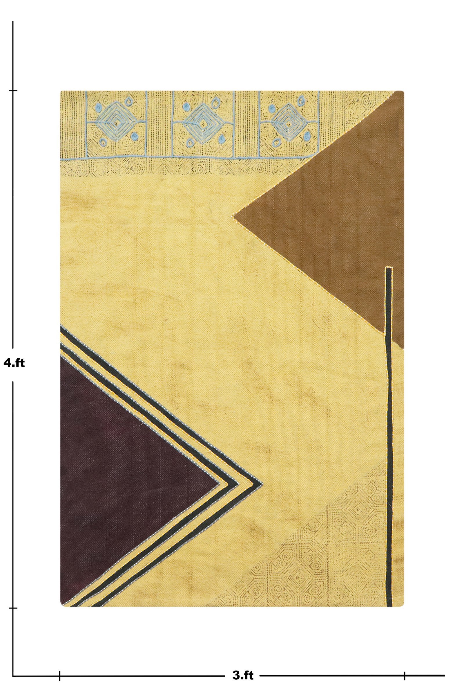 Designer Block Printed Cotton Rug - Image 2