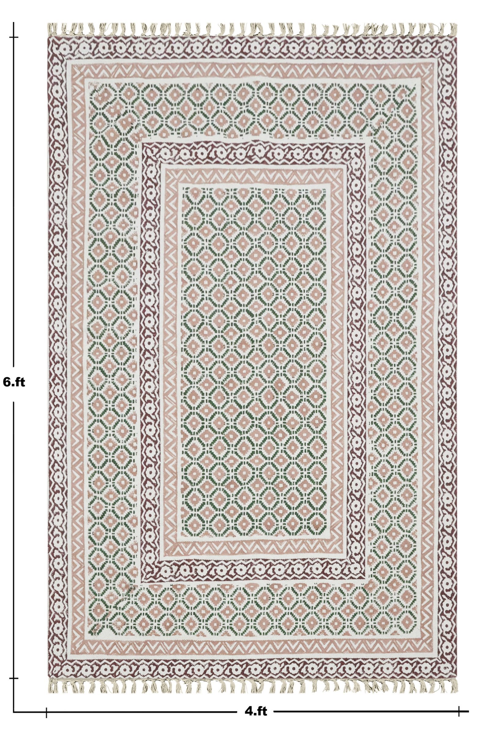 Contemporary Block Printed Cotton Durry - Image 2
