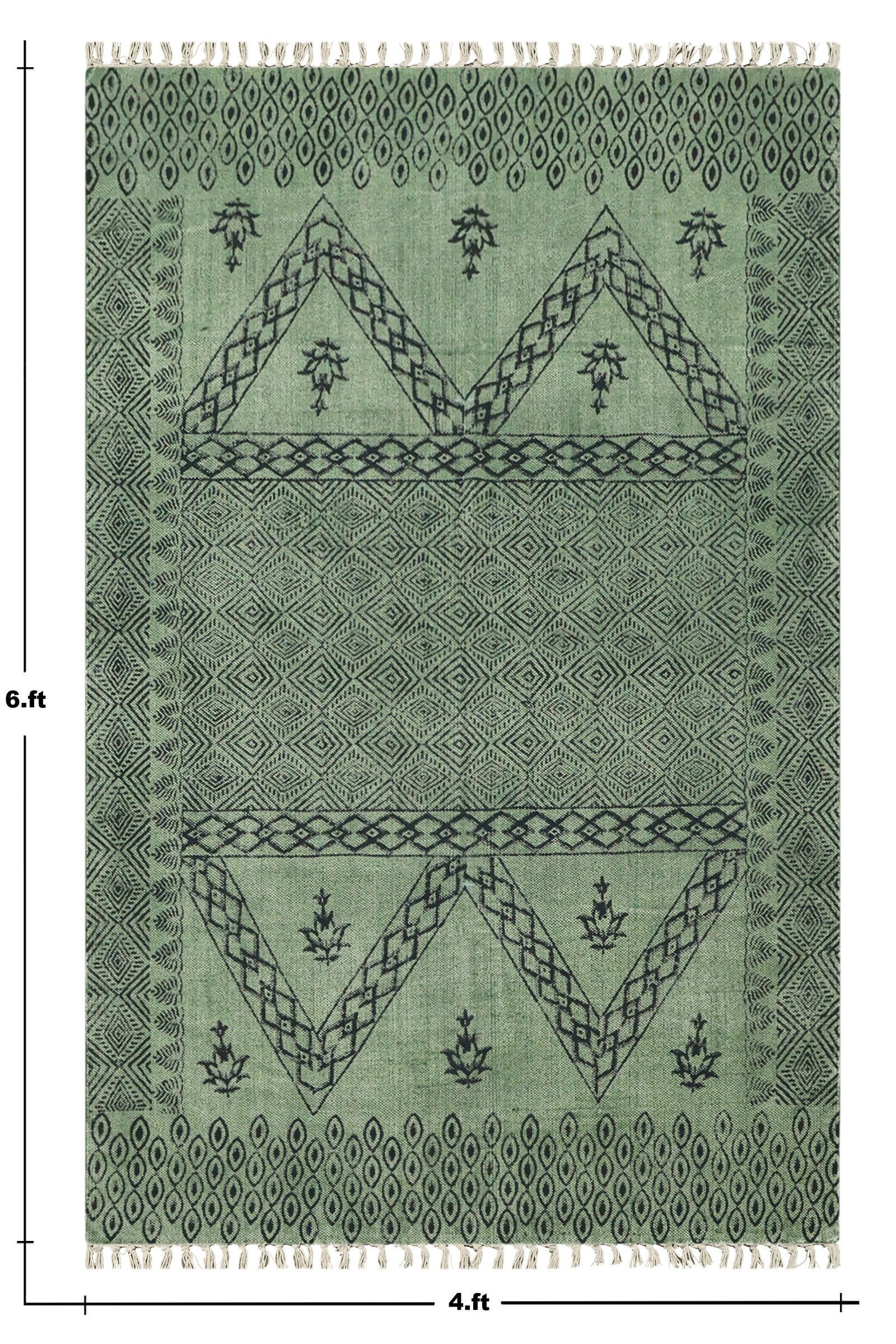 インドの敷物 草木染めコットンダリー リビングマットサイズ 約 幾何学 プレゼント アジアン クリスマス ラグ インド綿 エスニック コットン - 120 X 180 CM - Image 2