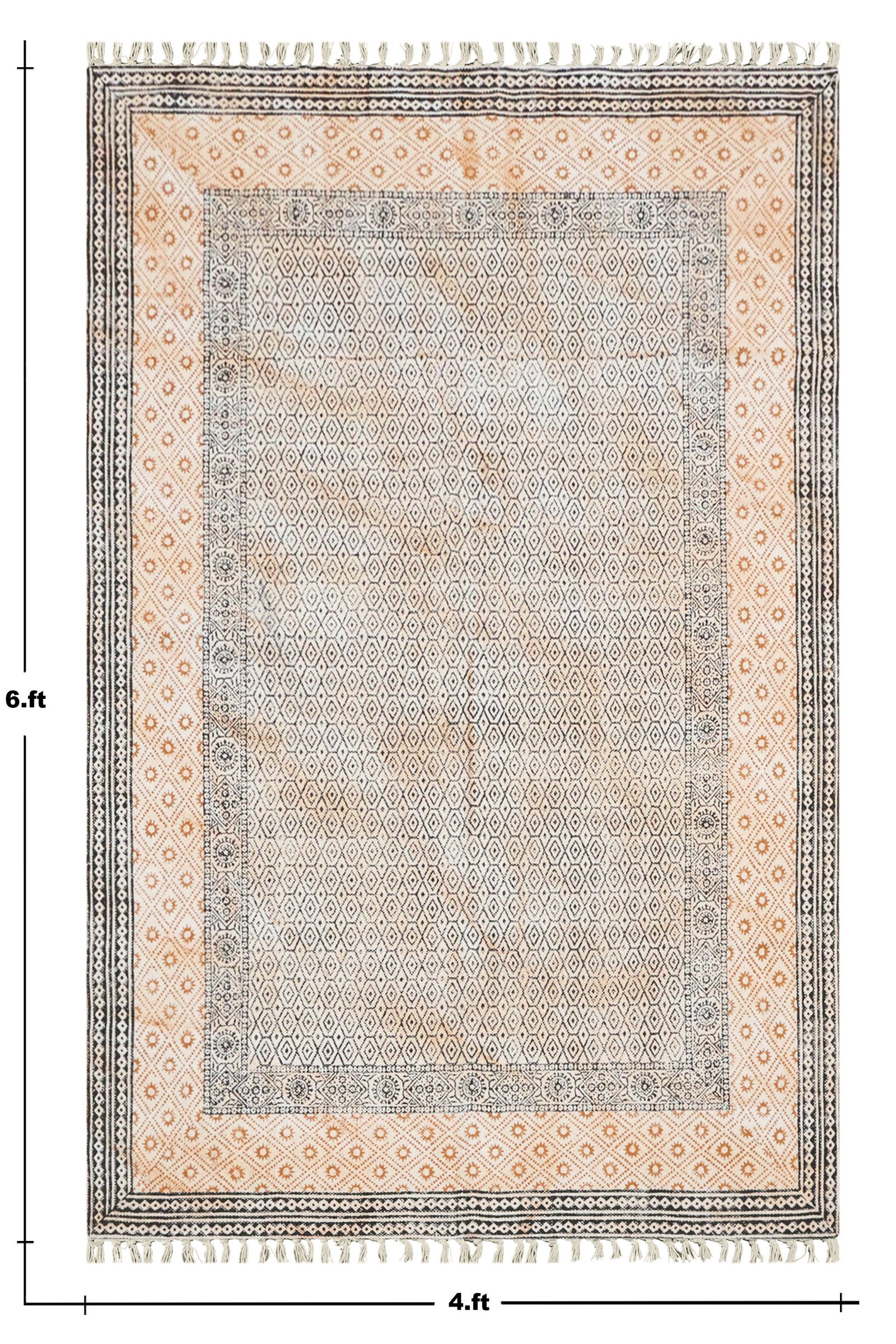 Eco-Conscious Block Print Cotton Rug - Image 2
