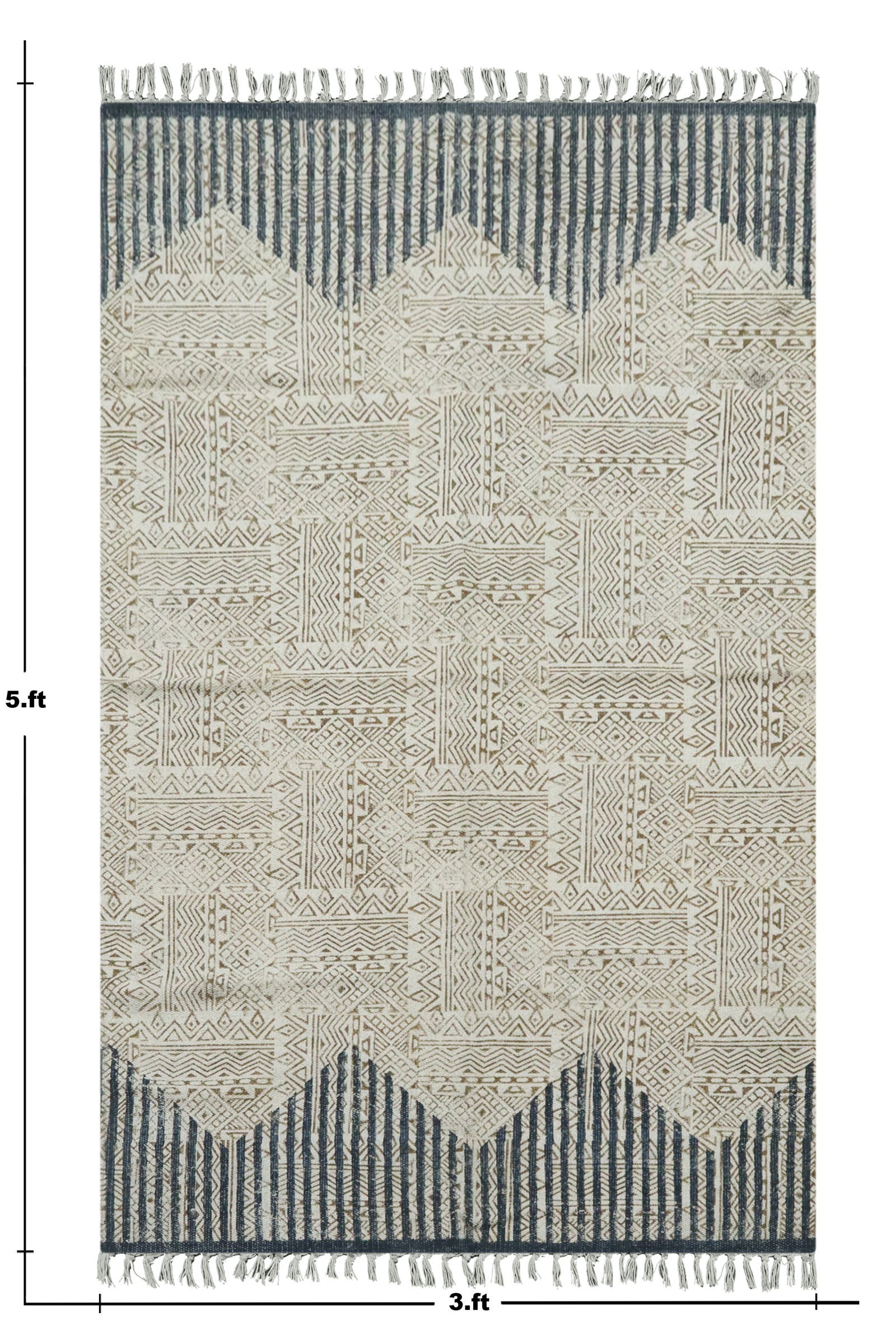 インドの敷物 草木染めコットンダリー リビングマットサイズ 約 幾何学 プレゼント アジアン クリスマス ラグ インド綿 エスニック コットン - 120 X 180 CM - Image 2