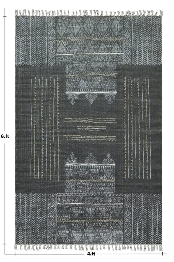 Abstract Pattern Block Printed Cotton Rug - Image 2
