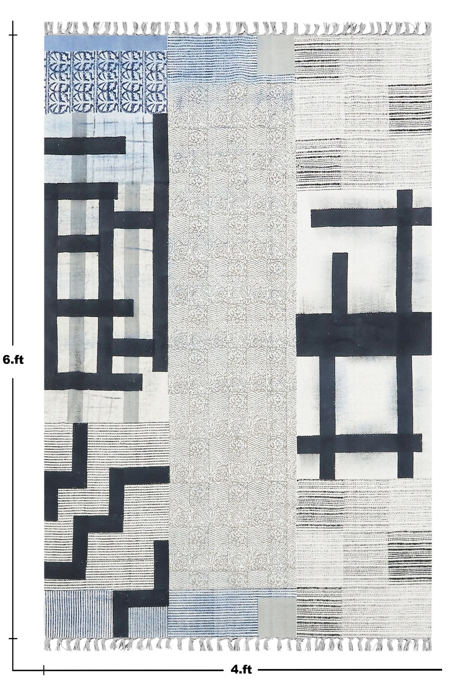インドの敷物 草木染めコットンダリー リビングマットサイズ 約 幾何学 プレゼント アジアン クリスマス ラグ インド綿 エスニック コットン - 120 X 180 CM - Image 2
