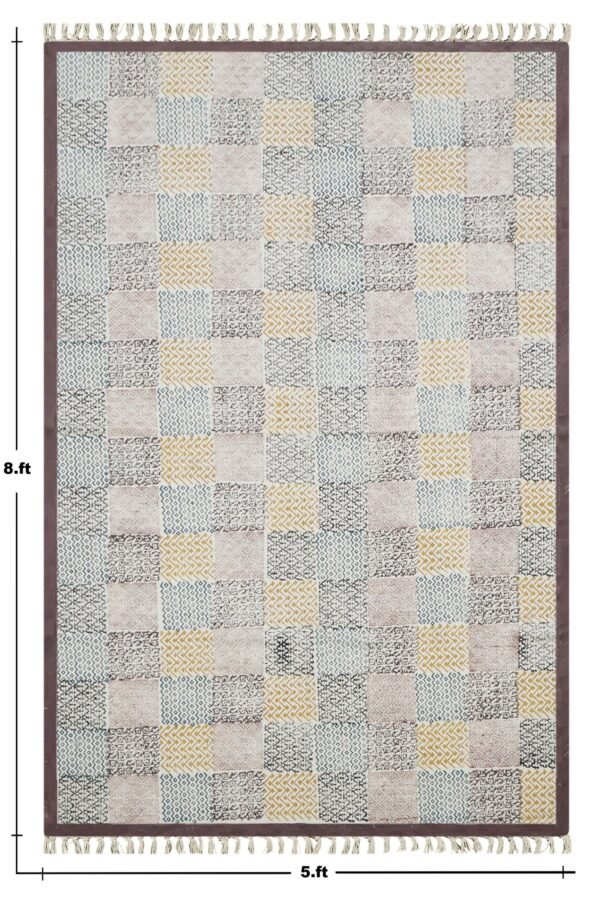 Indian Block Printed Cotton Area Rug - Image 2