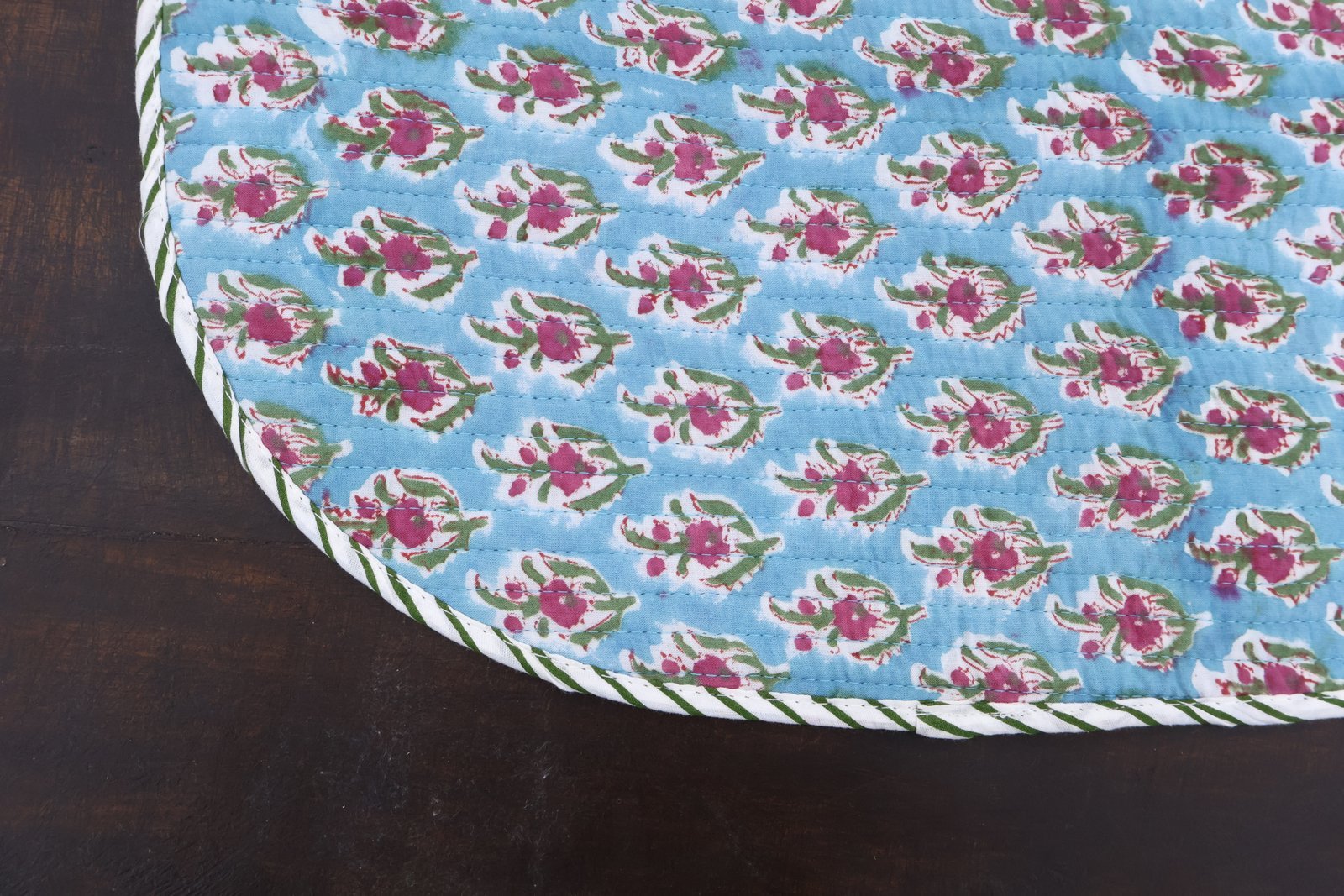 Modern Handblock Printed Cotton Floor Rug Mat - Image 2