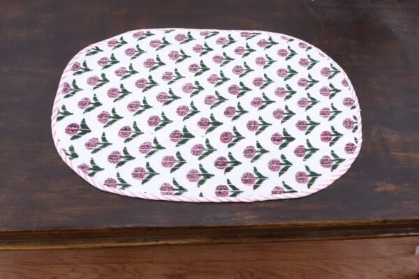 Handcrafted Handblock Printed Cotton Bedside Mat - Image 2