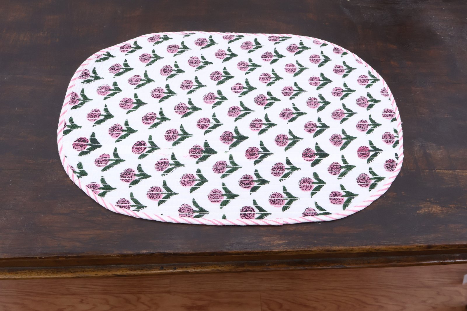 Handcrafted Handblock Printed Cotton Bedside Mat - Image 2