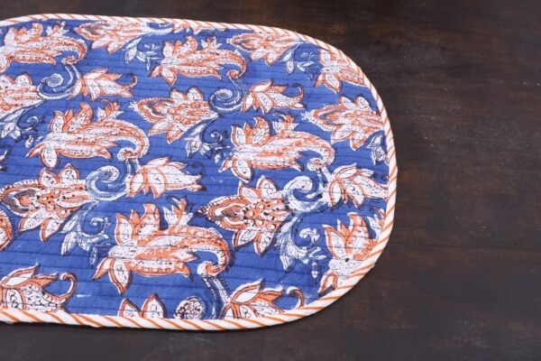 Lightweight Cotton Handblock Printed Floor Mat - Image 2