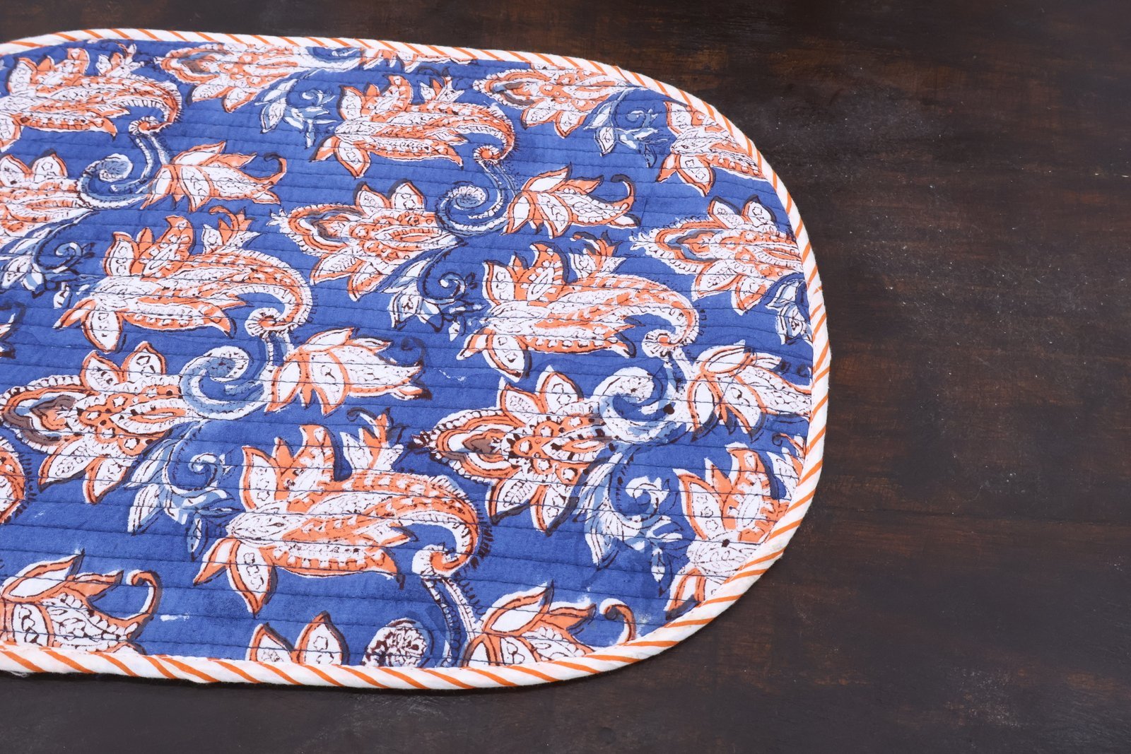 Lightweight Cotton Handblock Printed Floor Mat - Image 2