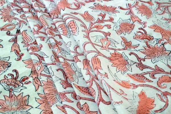 Handblock Printed Indigo Cotton Fabric by Yard - Image 2