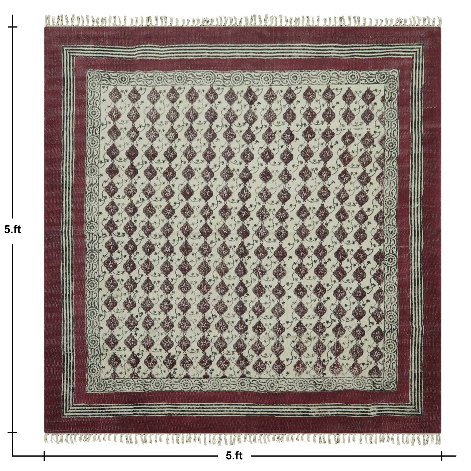 Artisan Block Print Cotton Durry Carpet - Image 2