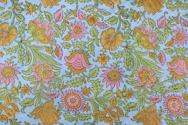 Lightweight Mulmul Handblock Printed Fabric for Dupatta - Image 2