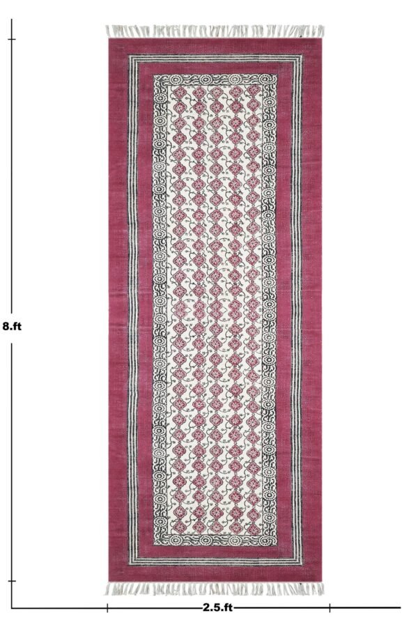 Vintage Style Block Printed Cotton Rug - Image 2
