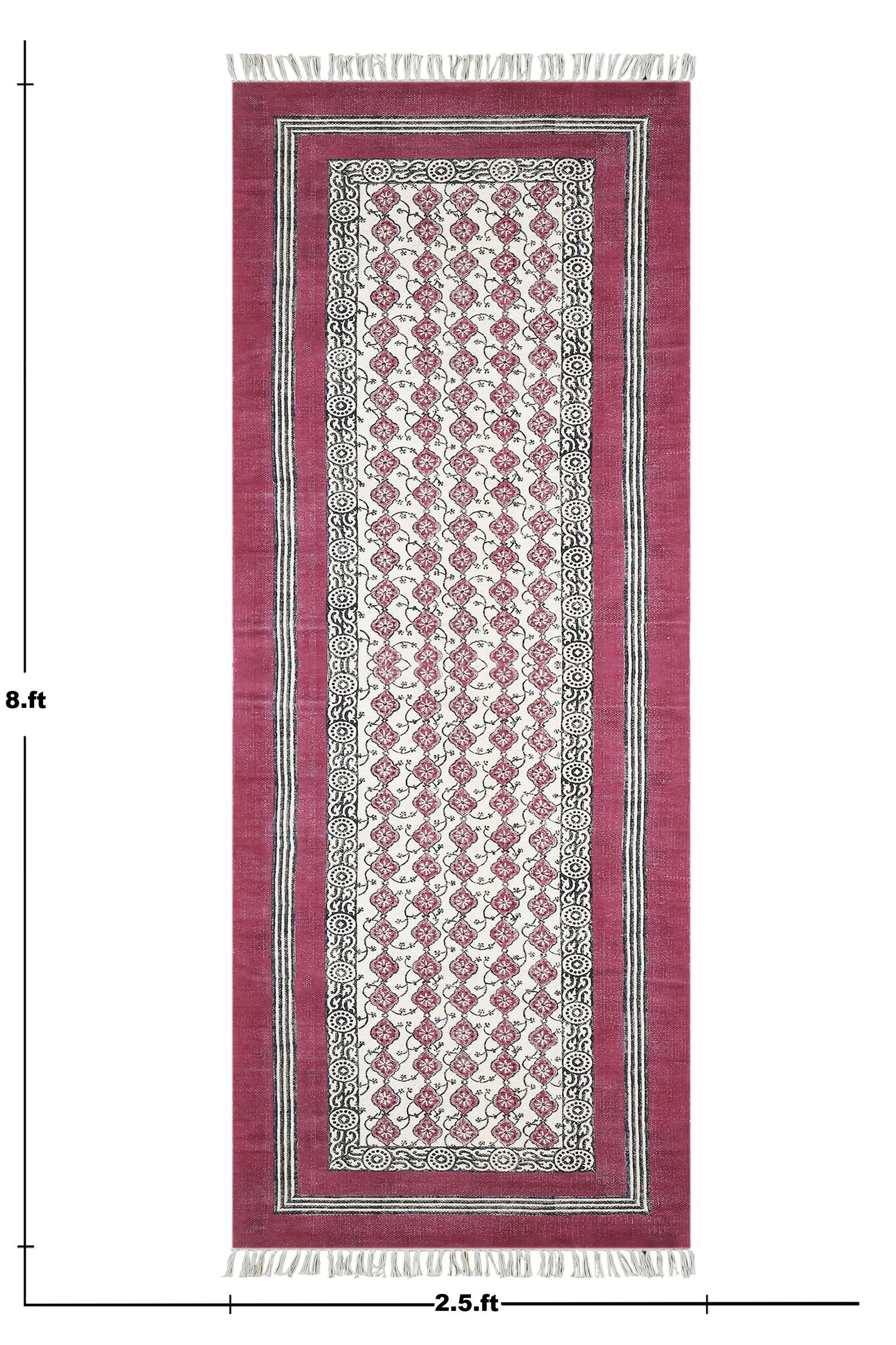 Vintage Style Block Printed Cotton Rug - Image 2