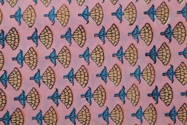 Geometric Handblock Printed Khadi Fabric for Bedsheets - Image 2