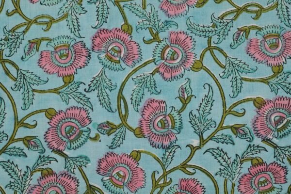 Abstract Handblock Printed Cotton Fabric for Fashion - Image 2