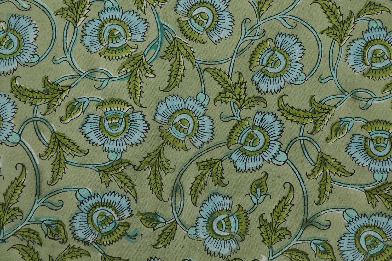 Indigo Handblock Printed Mulmul Fabric for Dressmaking - Image 2