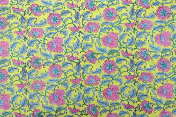 Modern Handblock Printed Silk Fabric for Crafts - Image 2