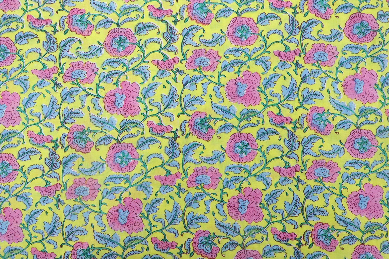 Modern Handblock Printed Silk Fabric for Crafts - Image 2