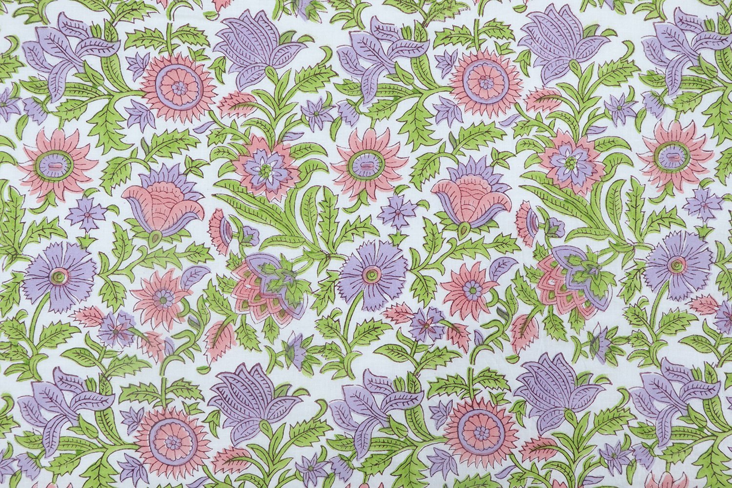 Floral Handblock Printed Khadi Fabric for Curtains - Image 2