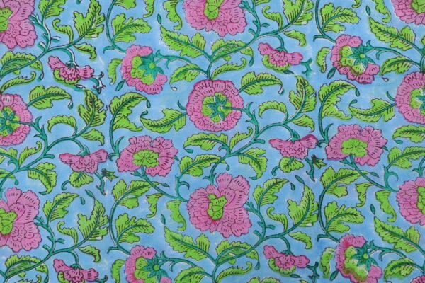 Paisley Handblock Printed Cotton Fabric for Sarees - Image 2