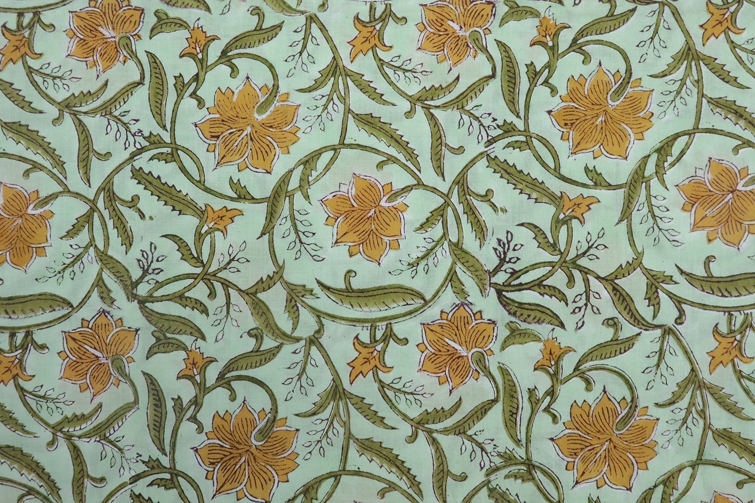Indigo Handblock Printed Silk Fabric for Bedsheets - Image 2