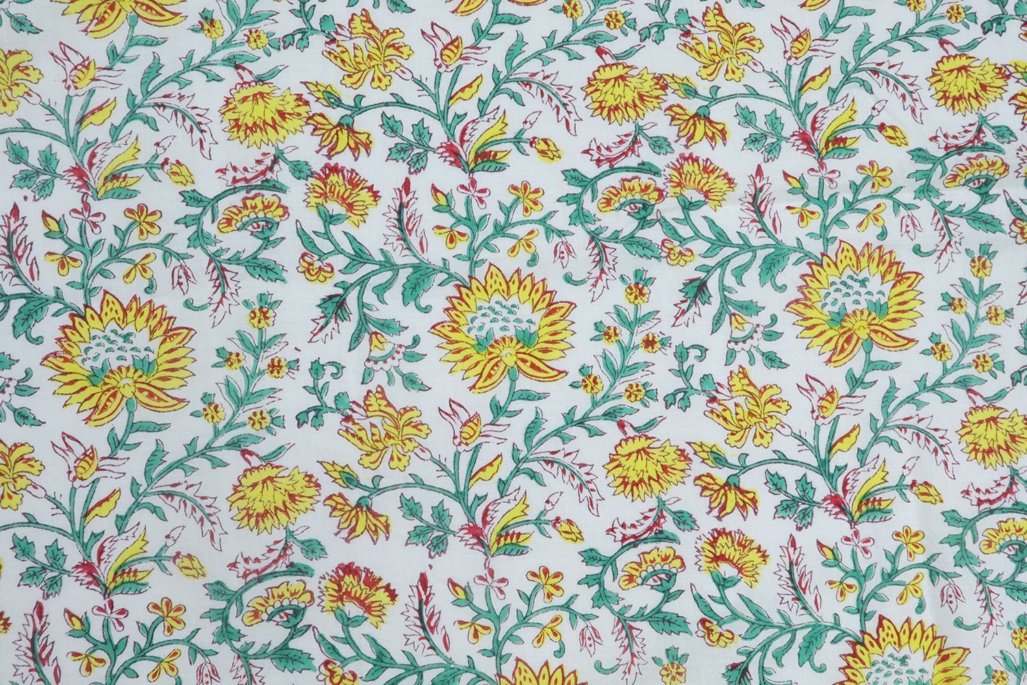 Bohemian Handblock Printed Khadi Fabric for Quilting - Image 2