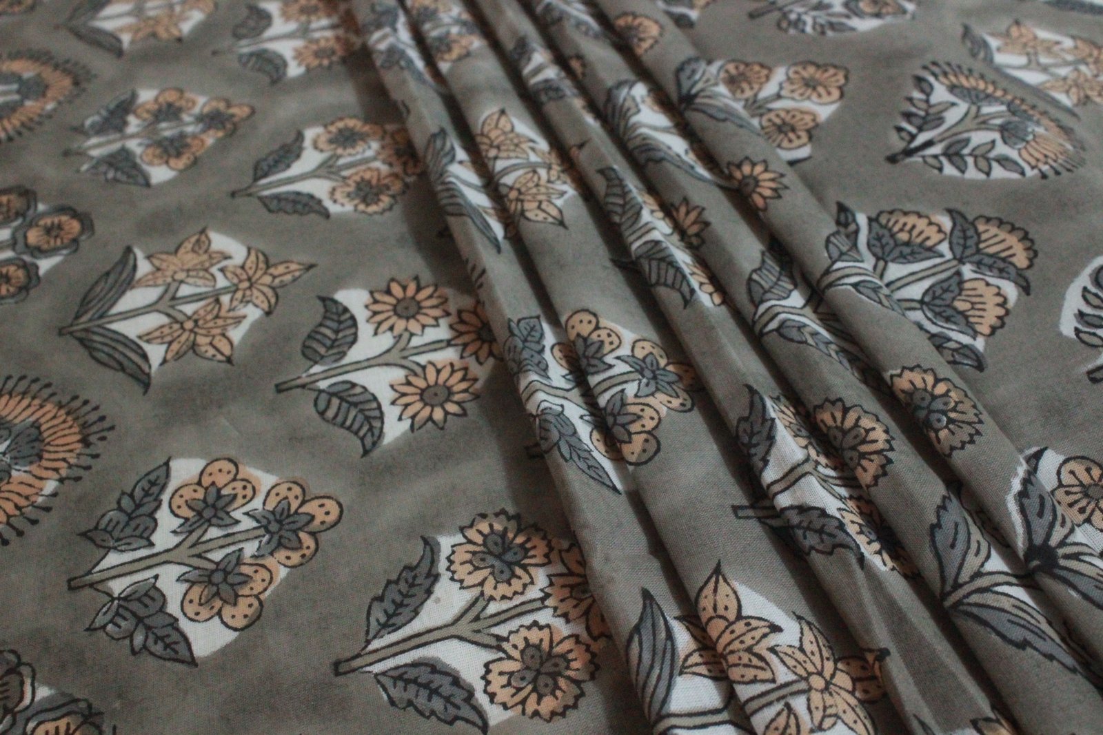 Modern Handblock Printed Cotton Fabric for Bedsheets - Image 3