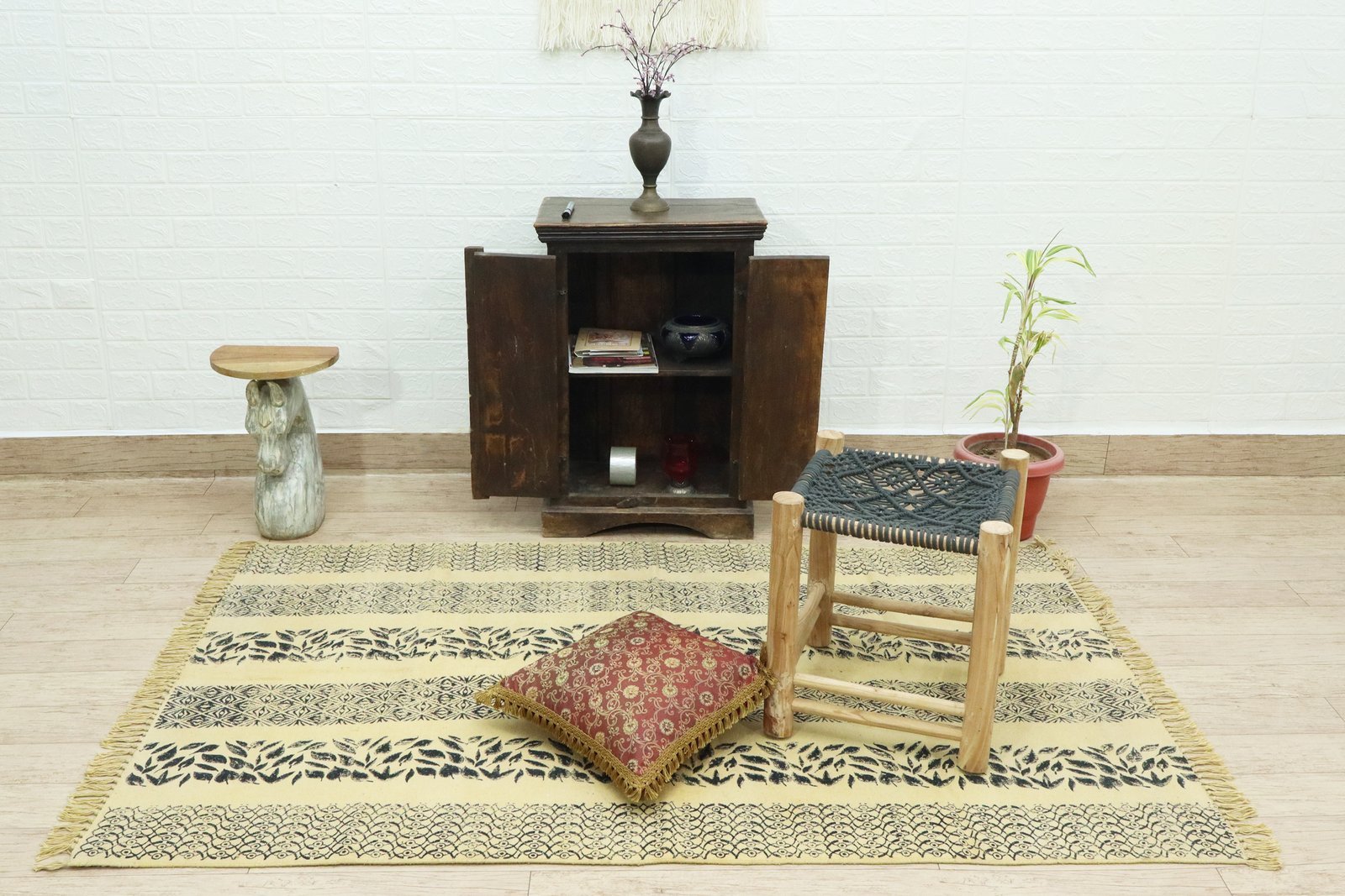 Modern Block Print Cotton Durry - Image 3