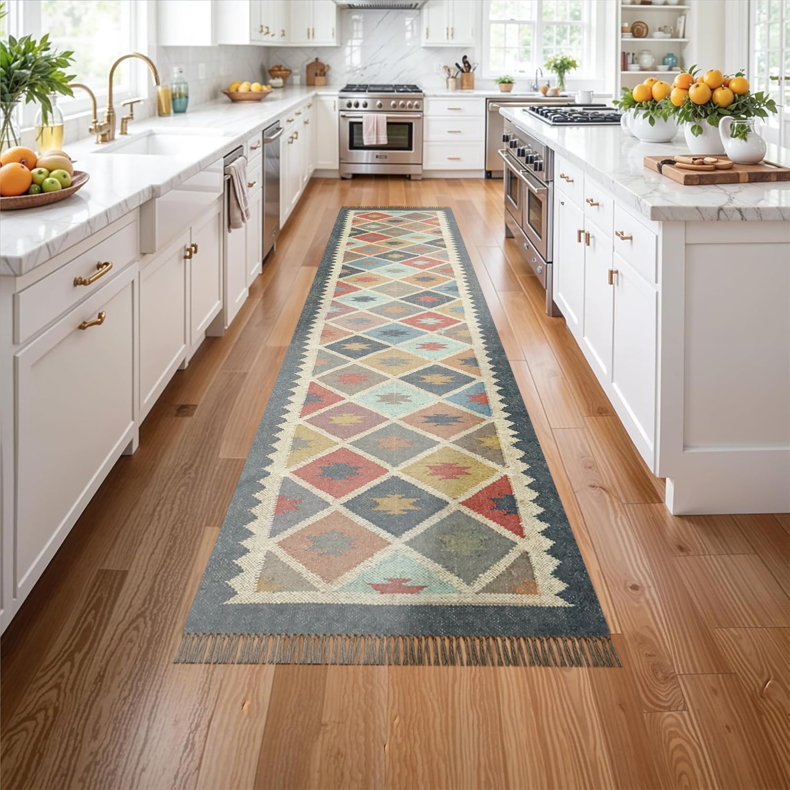 Designer Wool Jute Woven Durry Rug - Image 3