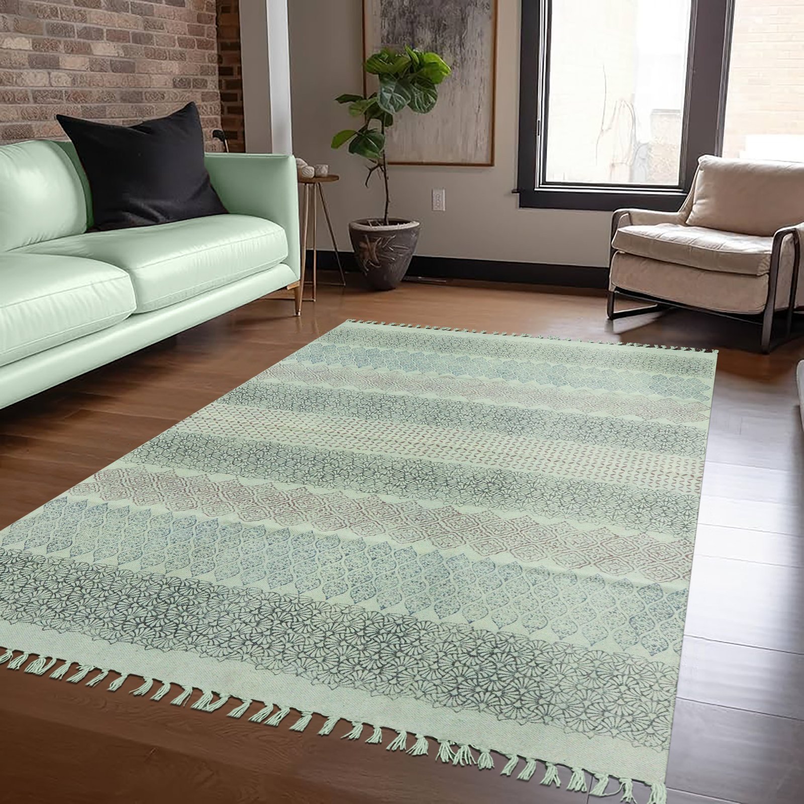 Authentic Block Print Cotton Durry Mat - Image 3