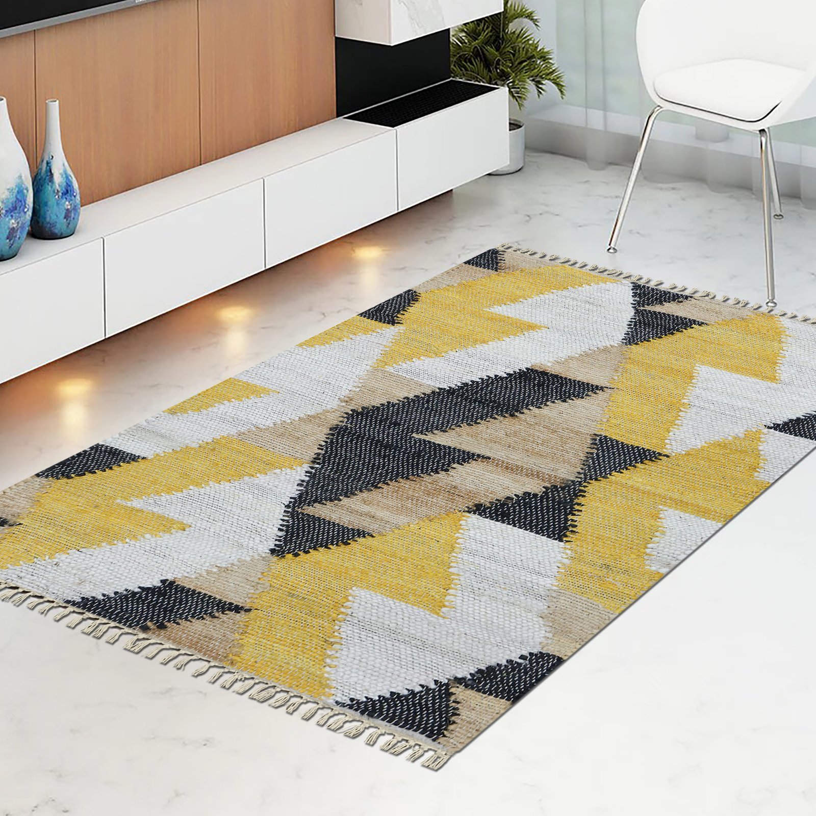 Premium Contemporary Rectangle Wool Jute Durry for Balcony - Image 3