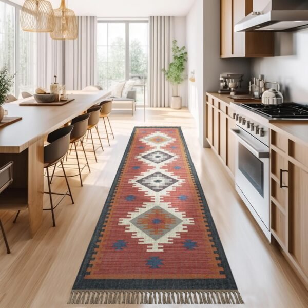 Handmade Rustic Oval Wool Jute Durry for Living Room - Image 3