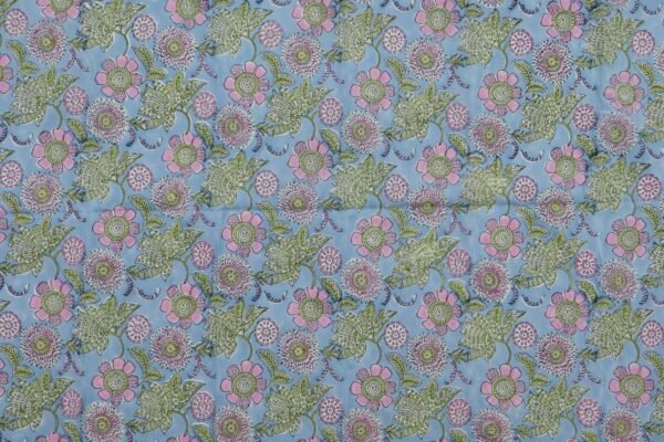 Bohemian Handblock Printed Silk Fabric for Shirts - Image 3