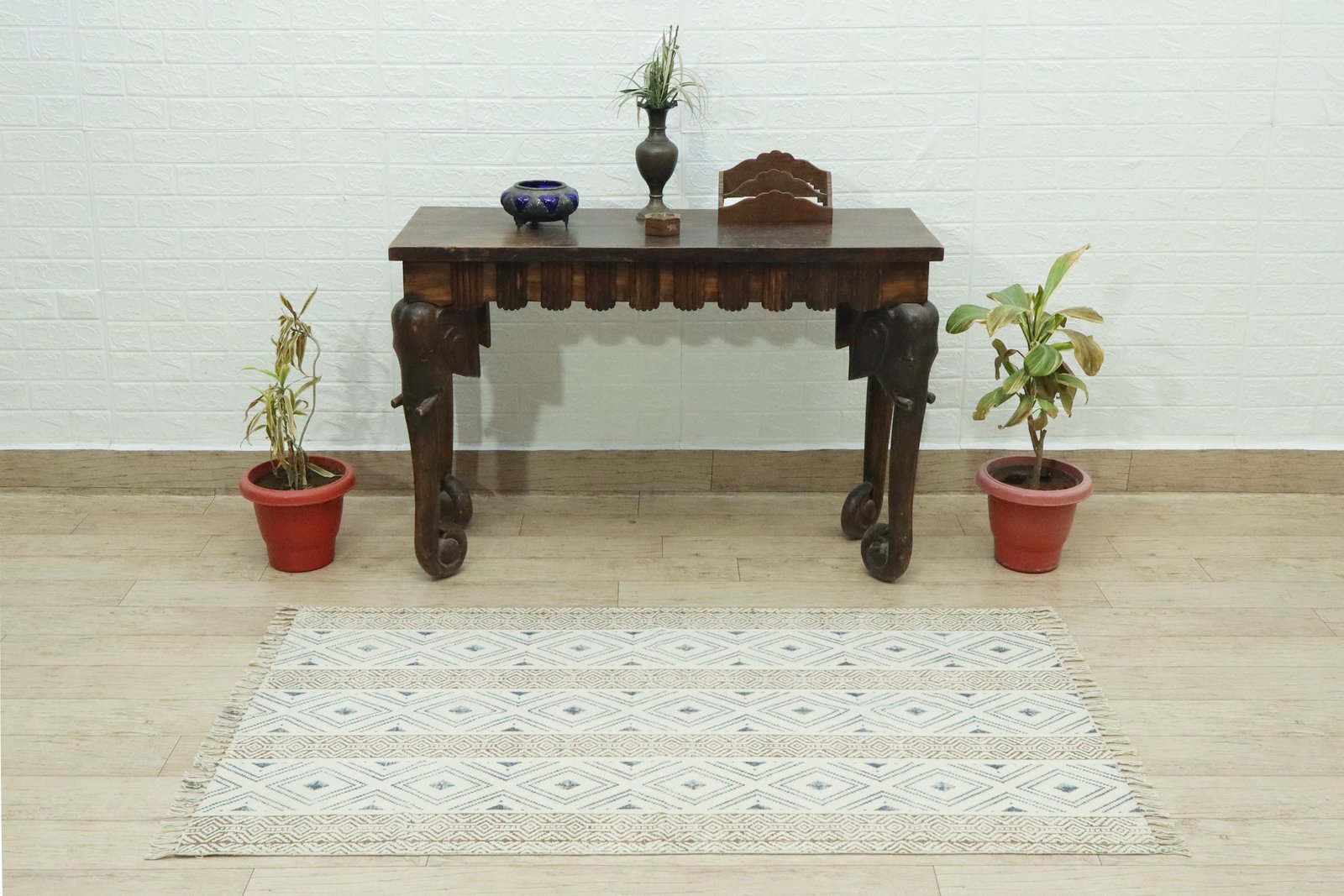 Handwoven Block Printed Cotton Durry - Image 3
