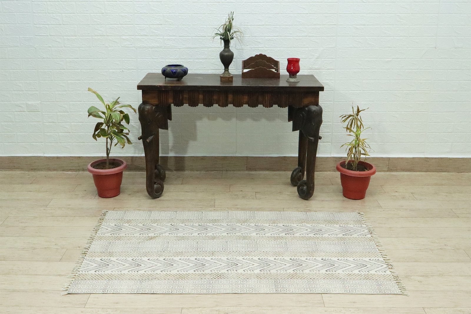Classic Block Print Cotton Floor Rug - Image 3