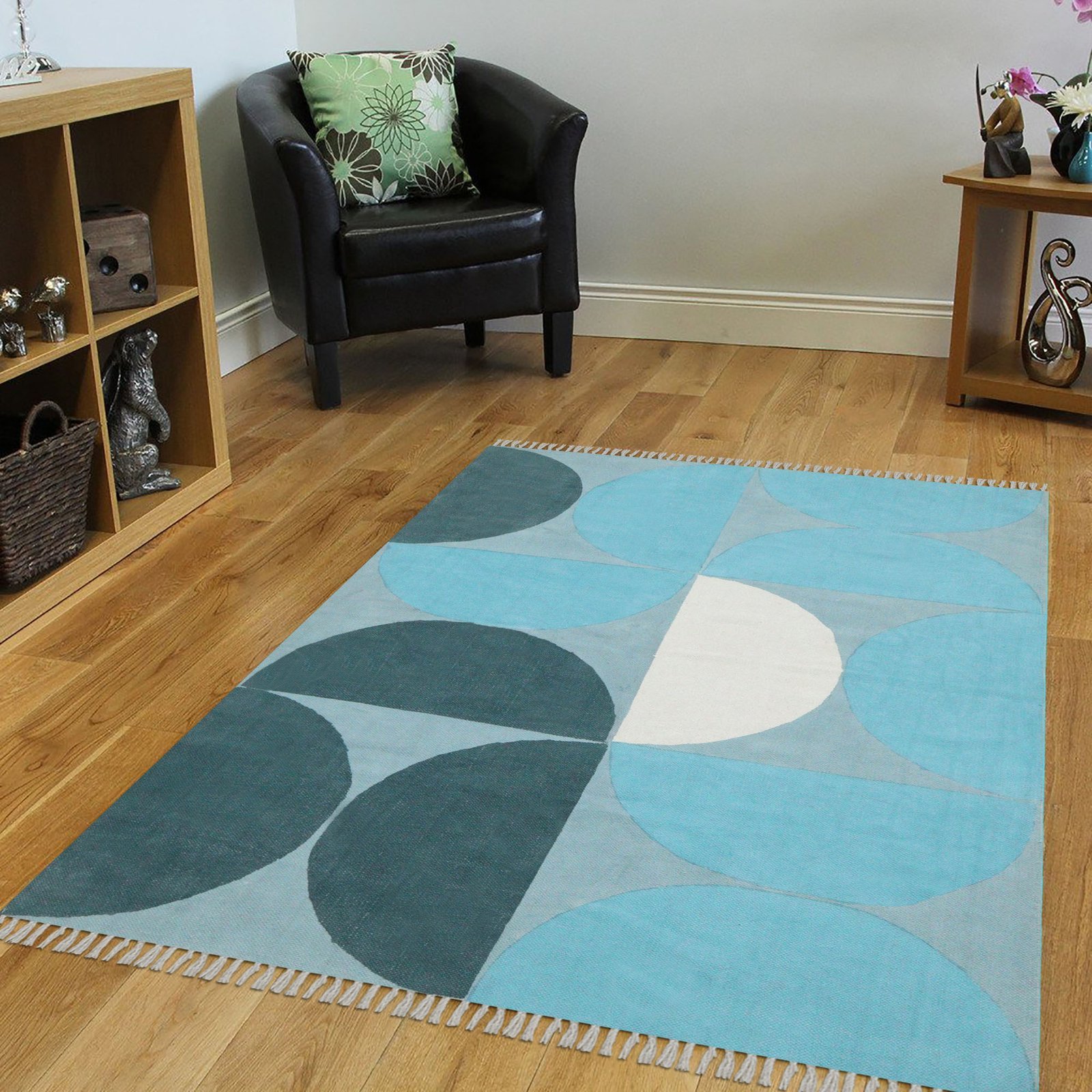 Traditional Motif Block Print Cotton Rug - Image 3