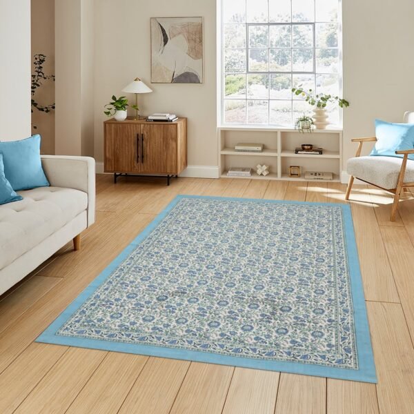 Artistic Block Printed Cotton Durry - Image 3