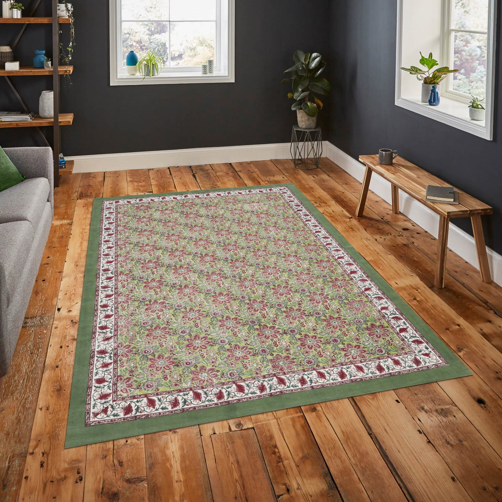 Pure Cotton Block Print Durry Carpet - Image 3