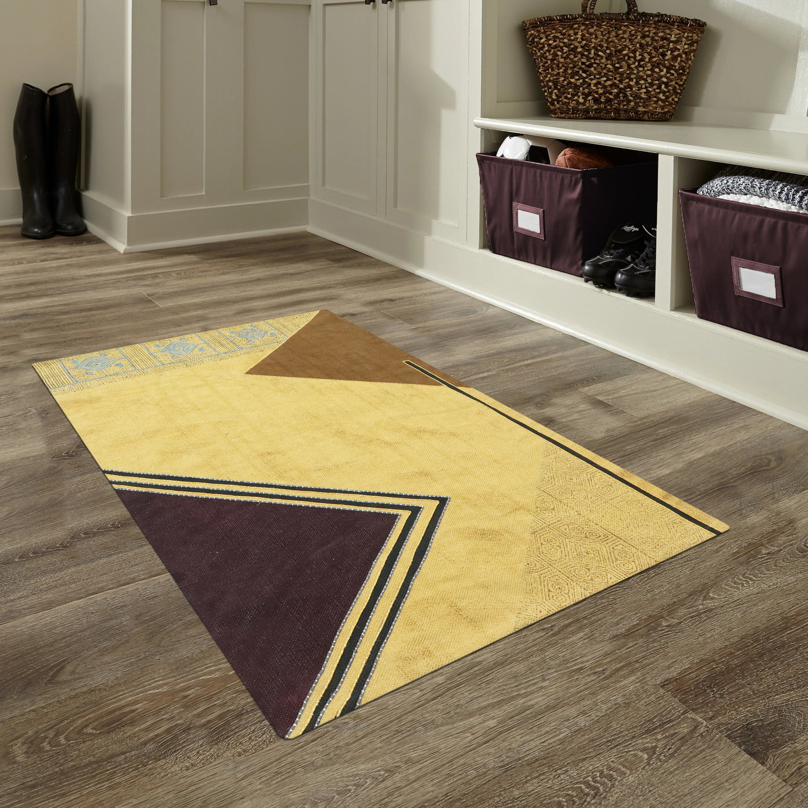 Designer Block Printed Cotton Rug - Image 3