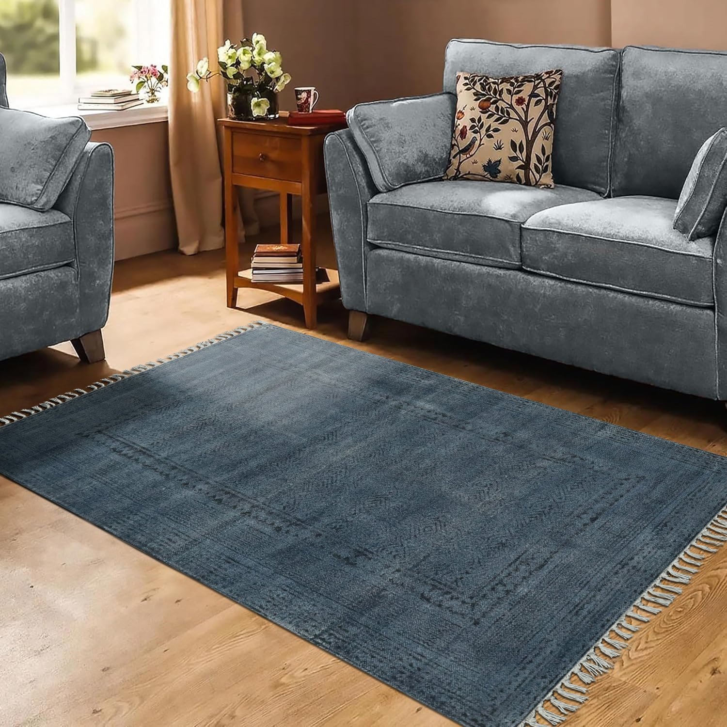 インドの敷物 草木染めコットンダリー リビングマットサイズ 約 幾何学 プレゼント アジアン クリスマス ラグ インド綿 エスニック コットン - 120 X 180 CM - Image 3